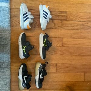 3 pairs of toddler boys size 6 sneakers